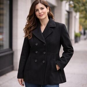 C22 Vintage MDP Mario De Pinto Women’s Wool Blend Pea Coat Double Breasted Lined